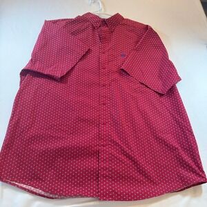 Ariat Mens XXL Red Geometric Medallion Print Short Sleeve Button Down Shirt